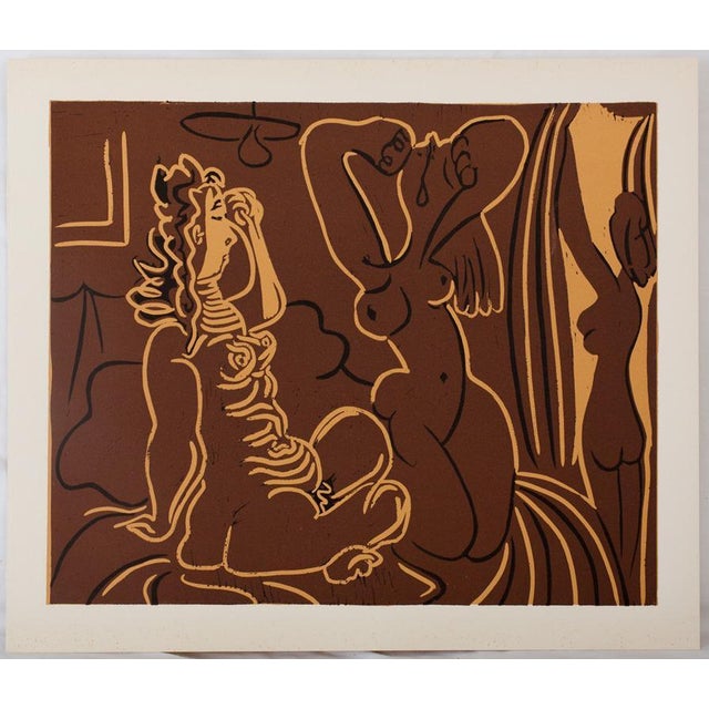 Pablo PICASSO (1881-1973) (after) Women waking up Color linocut On Vellum 37 x 32 cm Excellent condition, foxing in the...