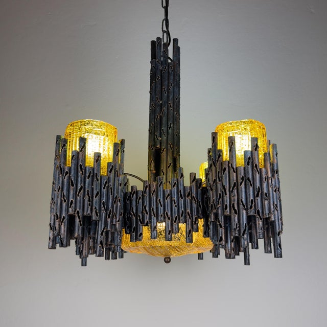 Mid-Century Modern Brutalist Chandelier by Marcello Fantoni for Fantoni Studio, Florence, Italy, 1960s For Sale - Image 3 of 18