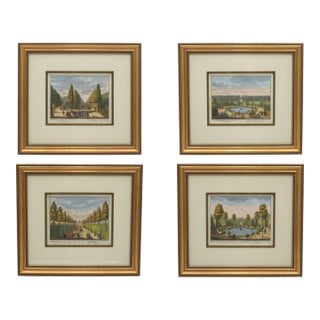 Set of 4 Carl Remshant 18th Century Colored Etchings For Sale