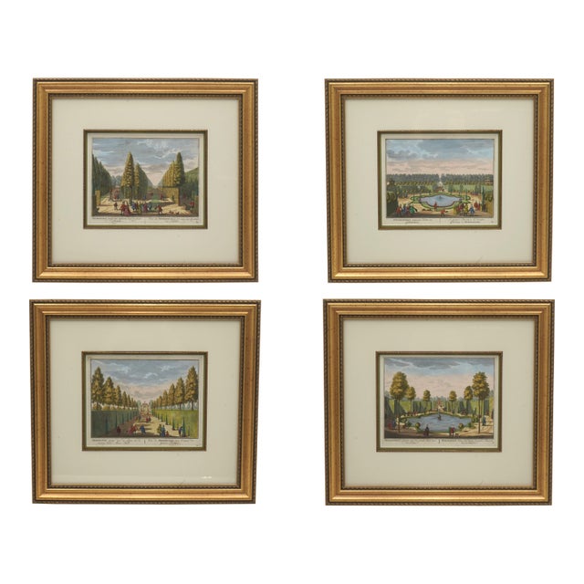 Set of 4 Carl Remshant 18th Century Colored Etchings For Sale