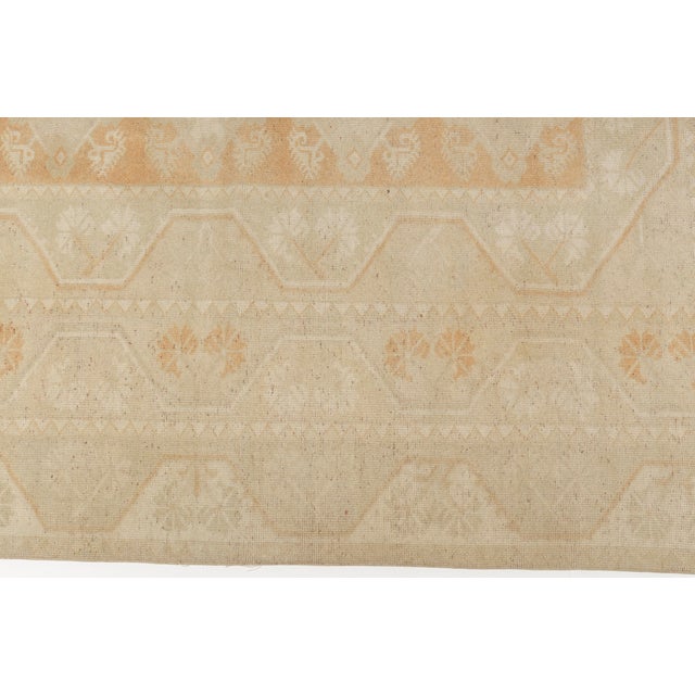 Vintage Distressed Turkish Oushak Rug in Monochromatic Cream and Soft Sand For Sale - Image 6 of 10