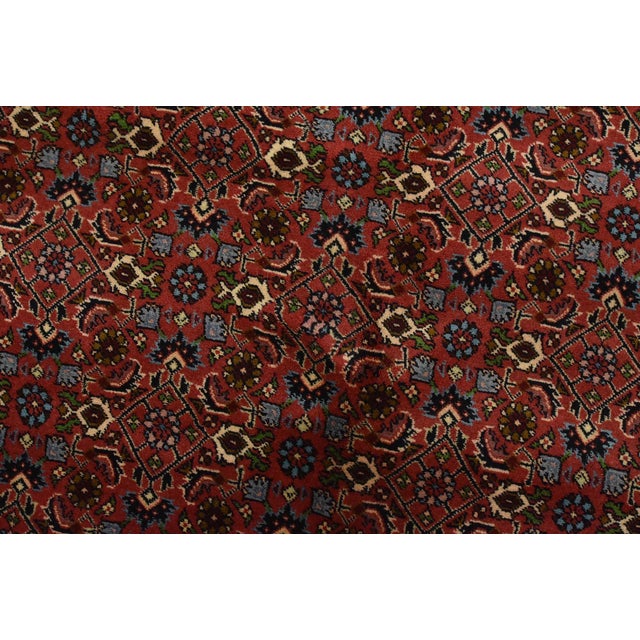 Textile Bidjar Rug 8’2” X 8’5” Red Wool Vintage Traditional Hand-Knotted Carpet For Sale - Image 7 of 13
