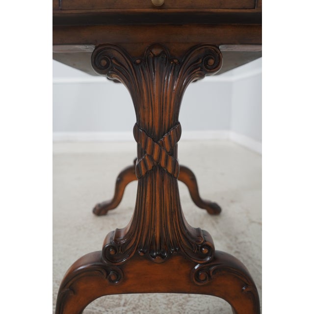 Leather Wrapped Inlaid Mahogany Games Table For Sale - Image 15 of 18
