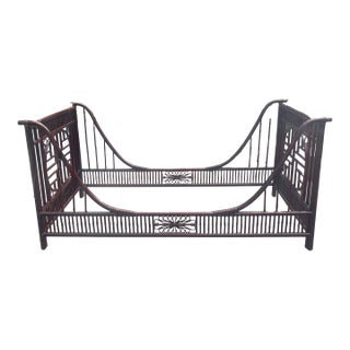 Vintage Rattan and Cane Chinoiserie Sleigh Bed/Daybed For Sale