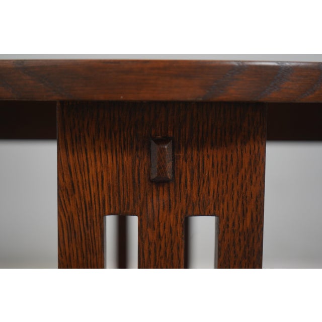 Wood Stickley Round Mission Oak Lamp Table For Sale - Image 7 of 12