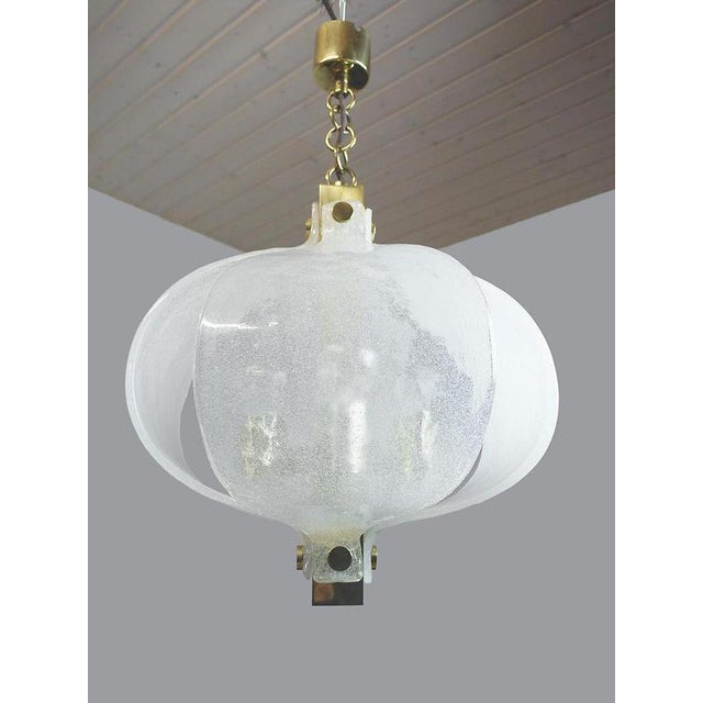 German Frosted Murano Glass Petals & Brass Pendant Lamp from Kaiser Idell / Kaiser Leuchten, 1960s For Sale - Image 10 of 10