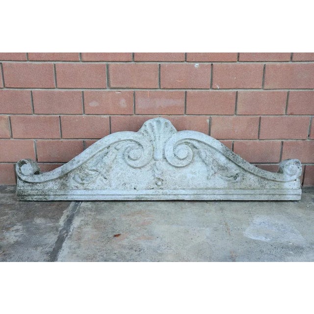 Beautiful refined baroque style outdoor architectural frieze, circa 1920s in cement. Beautiful baroque revival with curls,...
