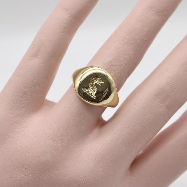1900-1909 Edwardian 18k Gold Goldsmiths and Silversmiths Eagle Intaglio Signet Ring, Size 6.25 For Sale - Image 9 of 9