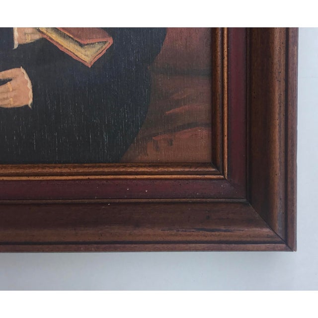 Folk Art Portrait of a Lady, Oil Painting on Wood Panel, Mid 20th ...
