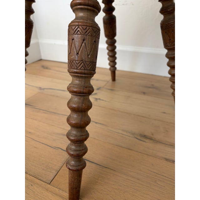 Pair of Vintage Hand-Carved Walnut Folk Art Chairs – Mill Valley Provenance For Sale - Image 4 of 6