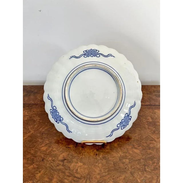 Antique Japanese Blue and White Imari Scalloped Edge Plate, 1900 For Sale - Image 3 of 5