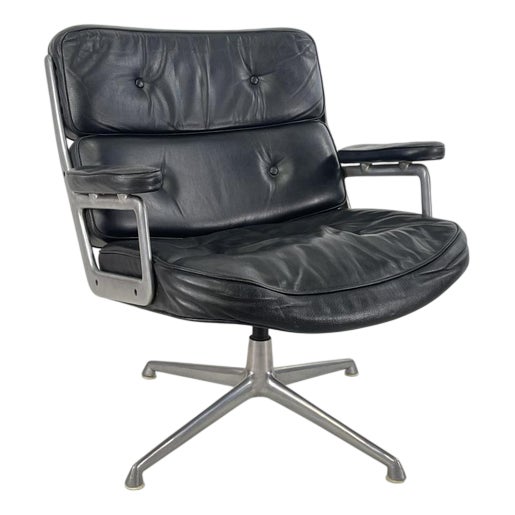 Time-Life Lobby Chair in Black Leather by Charles Eames for Herman Miller, 1960s For Sale