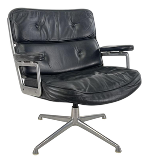 Time-Life Lobby Chair in Black Leather by Charles Eames for Herman Miller, 1960s