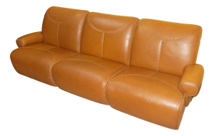 Vintage Three-Seater Sofa in Leather, 1970s, Set of 3