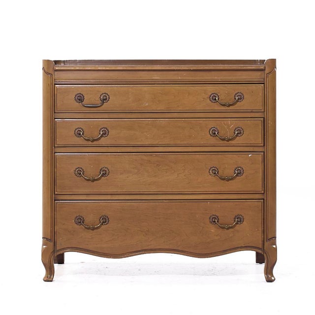 Tomlinson Louis XV French Provincial Walnut and Brass Dresser This dresser measures: 36 wide x 18.5 deep x 34 inches high...