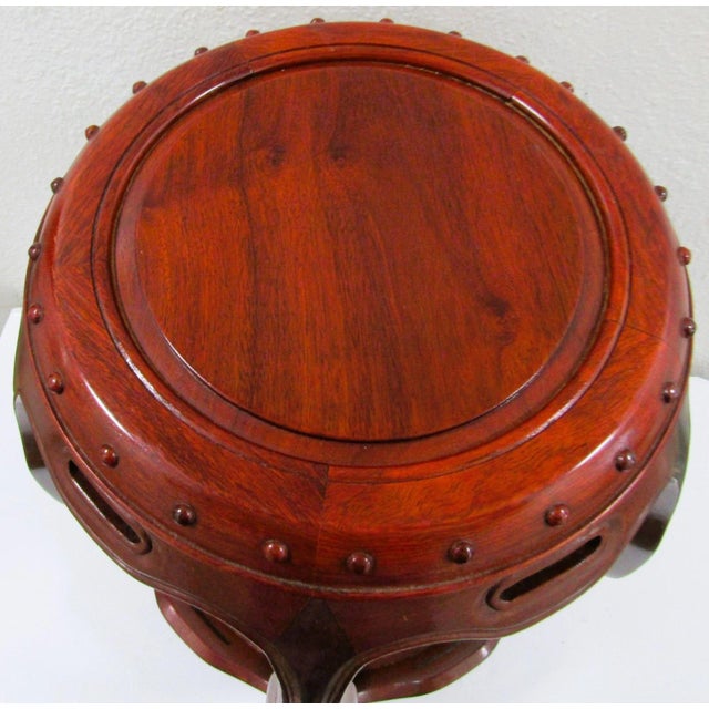 1950s Vintage Rosewood Hollywood Regency Barrel Stool Drum Plant Stand For Sale - Image 5 of 12