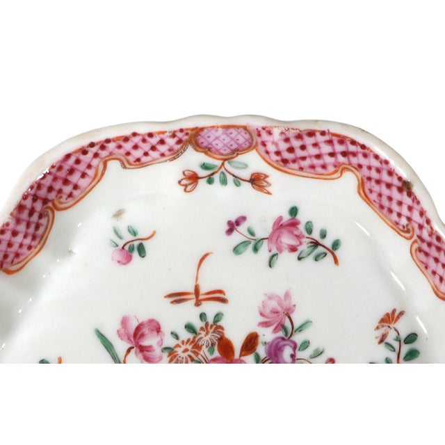 Mid 18th Century Chinese Export Porcelain Famille Rose Teapot Stand With Puce Diaper Border, Circa 1775 For Sale - Image 5 of 12