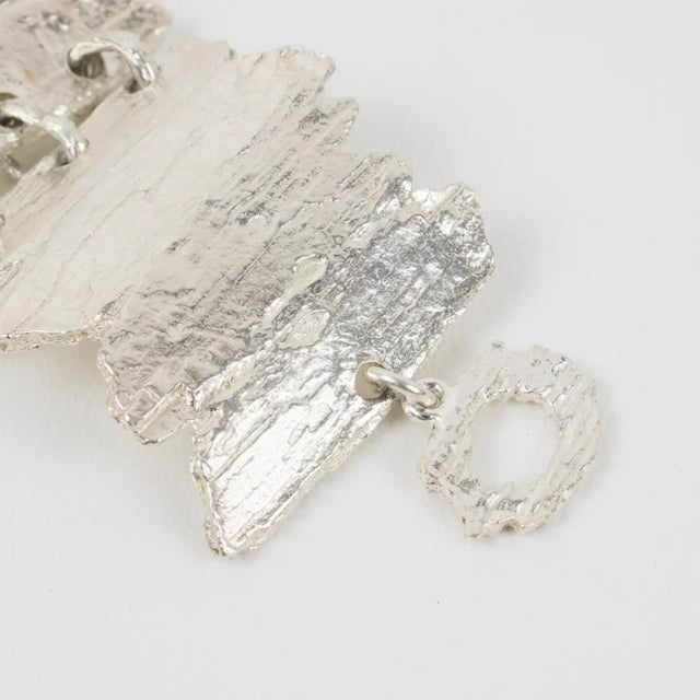 Metal Biche de Bere Paris Brutalist Silver Plate Link Bracelet For Sale - Image 7 of 9