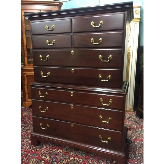 Vintage Chest on Chest, Mahogany Tall Chest of Drawers, Lexington Furniture For Sale - Image 6 of 15