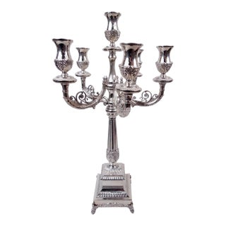 Mid 20th Century Hazorfim Candelabrum Traditional Neoclassical 6-Light Israeli Sterling Silver For Sale
