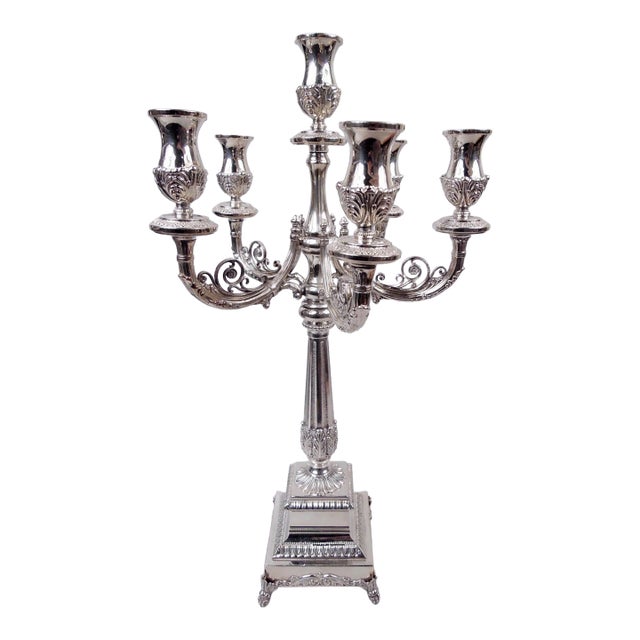 Mid 20th Century Hazorfim Candelabrum Traditional Neoclassical 6-Light Israeli Sterling Silver For Sale