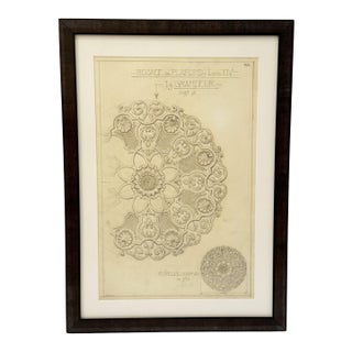 Mid-20 Century Original Maison Jansen Architectural Detail Pencil Drawing For Sale