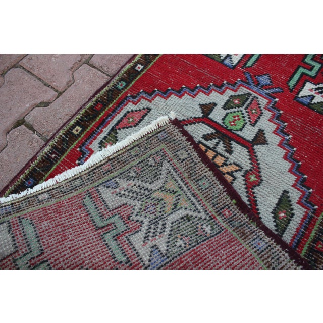 1960s Turkish Vintage Hand Knotted Doormat Rug For Sale - Image 12 of 13