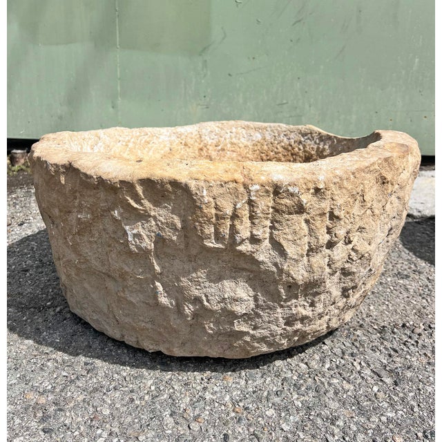 Modern Vintage Rustic Stone Planter Bowl For Sale - Image 3 of 5