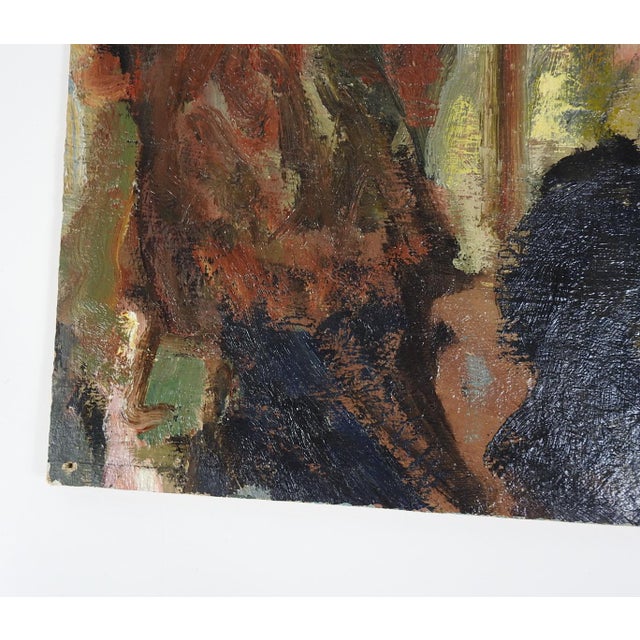 Mid 20th Century Impressionist Couple in Conversation Painting For Sale - Image 4 of 8