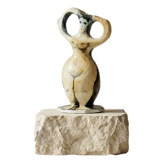 Biomorphic Ceramic Sculpture Vase by Pol Chambost, 1980s For Sale