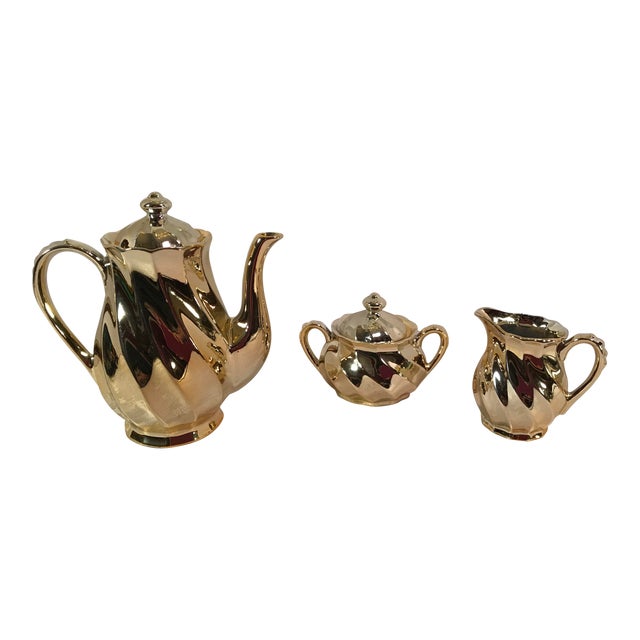Mid Century Japanese Gold Tea Set 3 Pieces Chairish