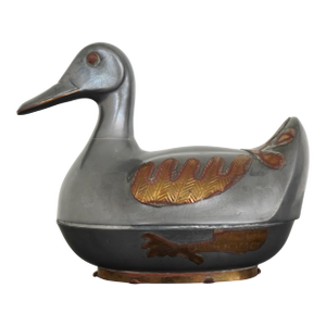 Vintage Mixed-Metal Duck Trinket Box