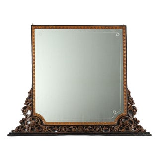 19th Century Freestanding Carved Walnut Mirror, Italy For Sale