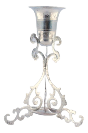 Silver Toothpick Holder with Cutouts and Curls