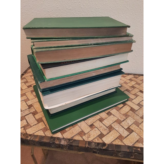 Traditional Vintage Green Books Library Bookstack Blue Book For Sale - Image 3 of 5