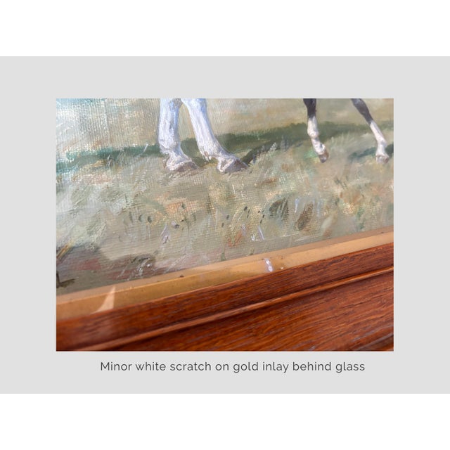 1936 “Salome and Foal” English Equestrian Horse Painting Oil on Canvas Board by Imogen Muntz For Sale In Minneapolis - Image 6 of 9