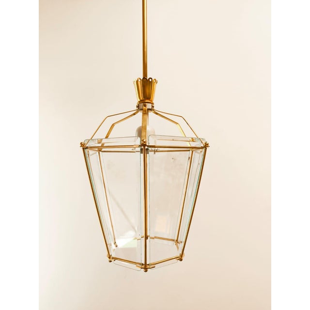 Brass and Clear Glass Lantern For Sale - Image 8 of 18