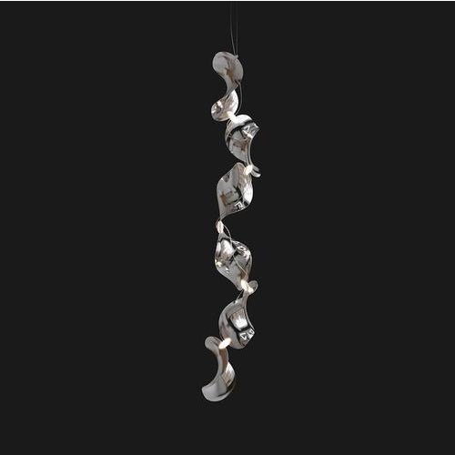 Contemporary Dune 6 Vertical Line Chandelier in Silver Anodized Aluminum by Moss Objects For Sale - Image 3 of 18