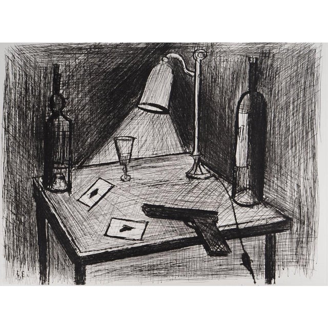 Modern Bernard Buffet, The Card Game, The Gun, Original Engraving For Sale - Image 3 of 5