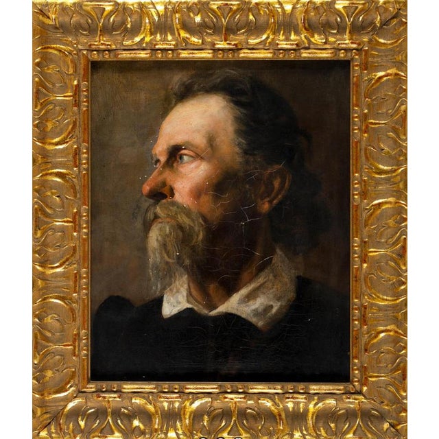 European School, Man in Half Profile, 19th Century, Oil on Canvas, Framed For Sale - Image 4 of 6
