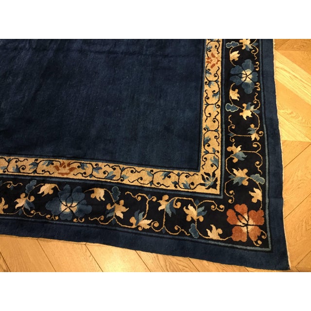 Chinese Blue Woolen Rug, 1920s For Sale - Image 10 of 16