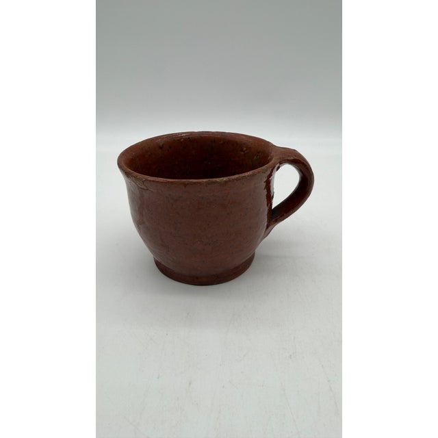 A Very Nice Antique Folk Art Pennsylvania Redware Mug, Circa 1850s' Most likely made in Pennsylvania circa 1830-1850's...