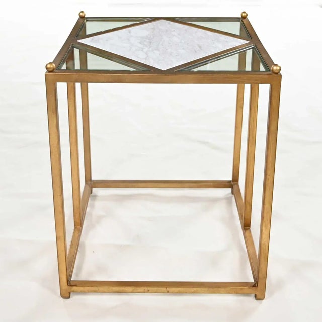 Chelsea House Jamie Merida Collection Iron Antique Gold Leaf Harlequin Side Table For Sale - Image 16 of 18
