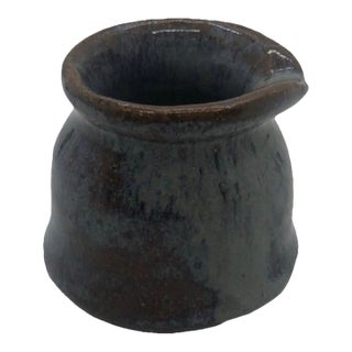 Vintage Petite Glazed Studio Pottery Creamer Vase, Artist Signed For Sale