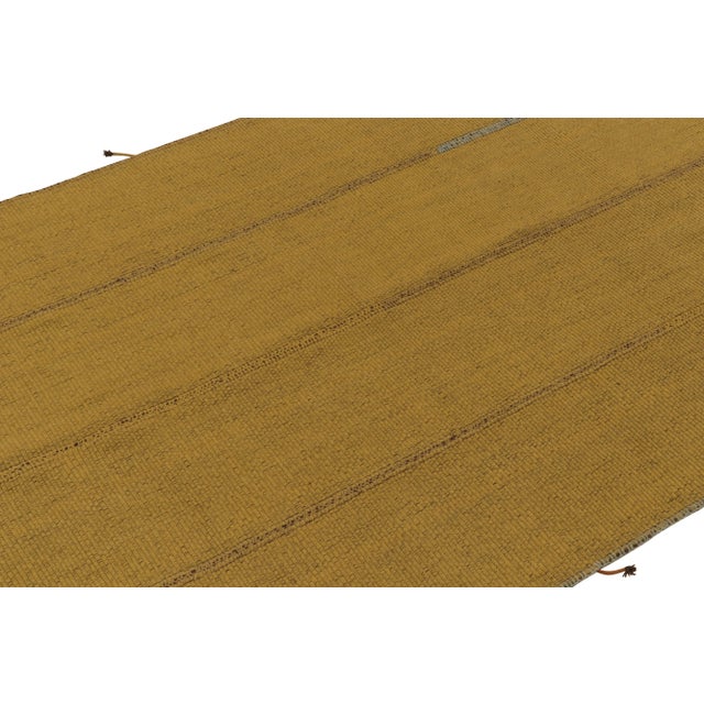 Rug & Kilim Rug & Kilim’s Contemporary Kilim in Ochre Stripes and Columns For Sale - Image 4 of 8