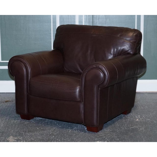 Large Brown Leather Armchairs, Set of 2 For Sale - Image 4 of 18