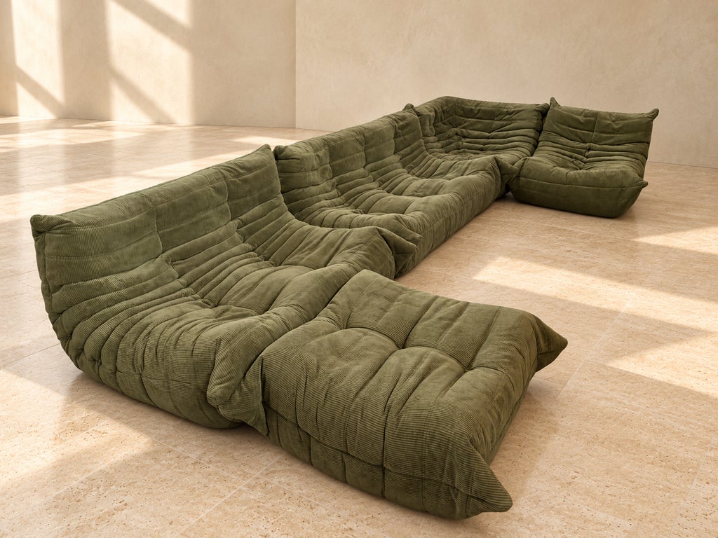 美品 ligne roset Togo オットマン カーキ ダークグレー パフ Set of 5 Togo Modular Sofa by Michel Ducaroy for Ligne Roset
