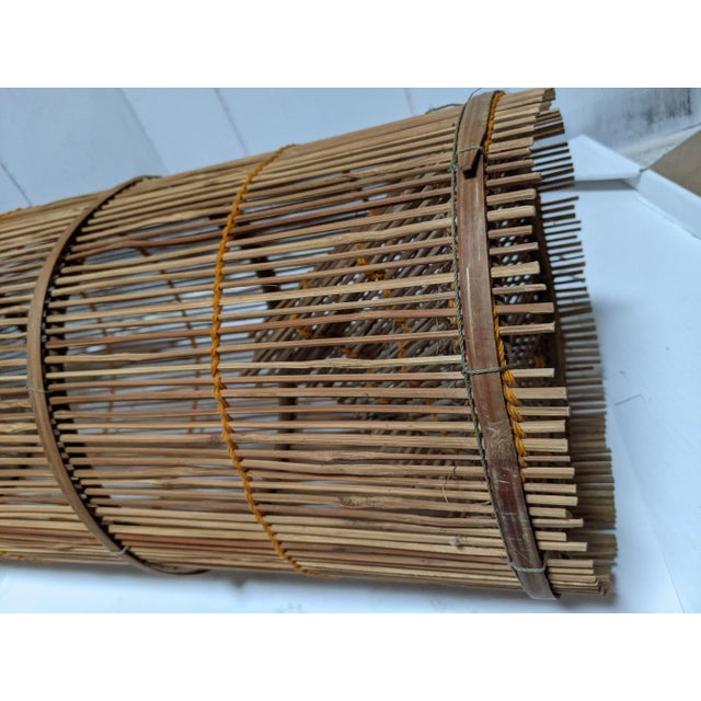 Wood Antique Early 20th Century Large Woven Rattan Fishing Trap Basket For Sale - Image 7 of 13