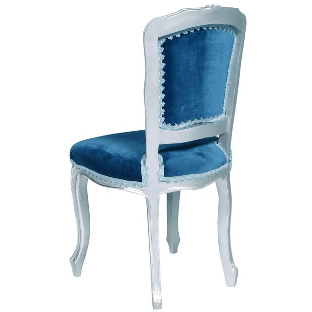 Set of Louis XV Venetian Side Chairs in Silvered Hand-Carved Walnut For Sale - Image 4 of 6