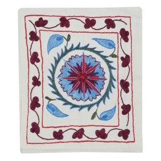 17"x19" Embroidered Cotton Pillowcase. Handmade Cushion. Modern Throw Pillow For Sale